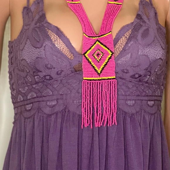 Purple Crochet & Lace Tunic Tank Dress Top NWT - Picture 8 of 8